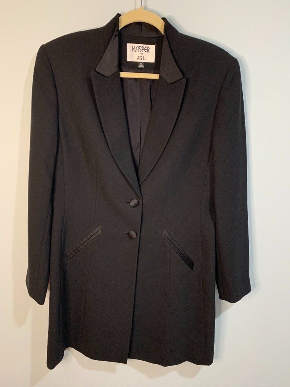 Kasper A.S.L Black Blazer Jacket Size 10 Classic Career Business Formal
